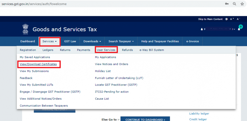 GST Portal Download Certificate