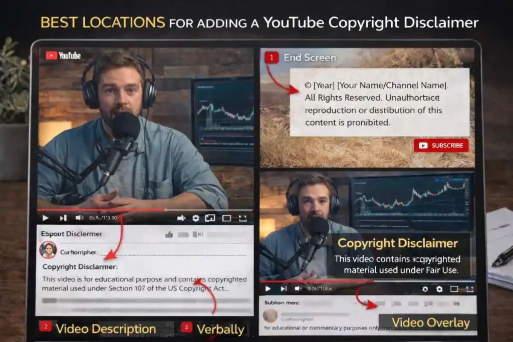 youtube copyright disclaimer position example