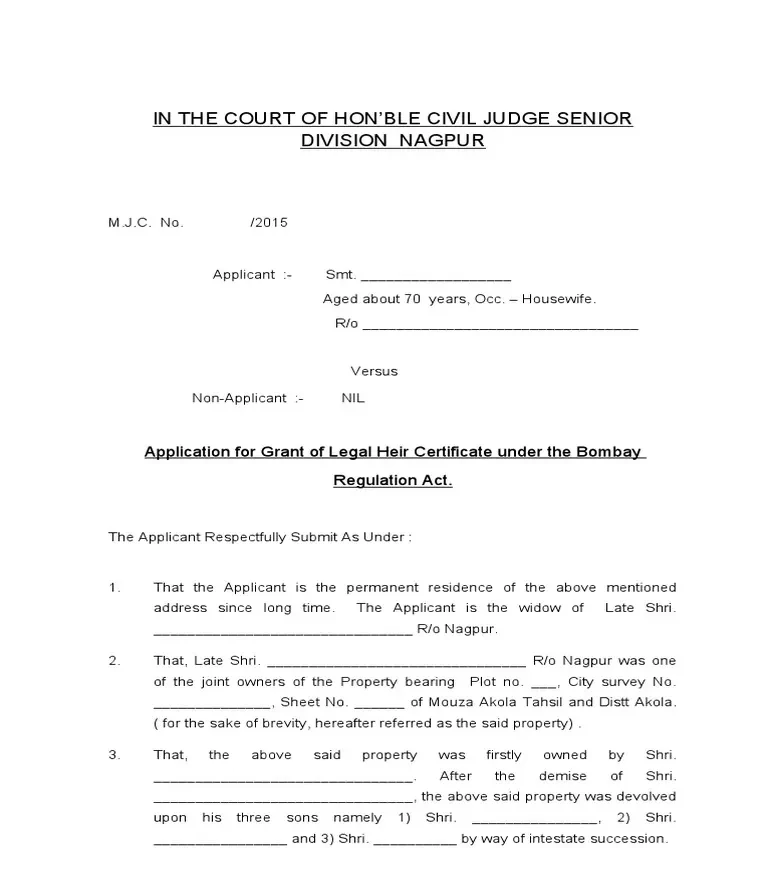 Legal Heir Certificate format
