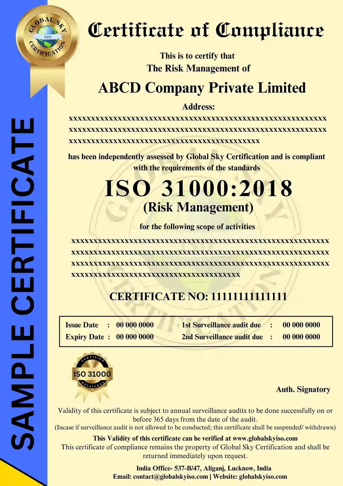 ISO 31000 Certification Sample