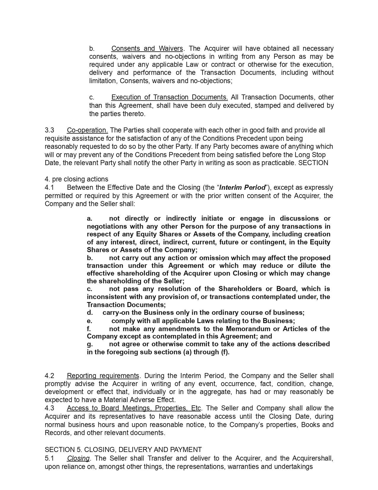 Share Purchase Agreement Template/Format