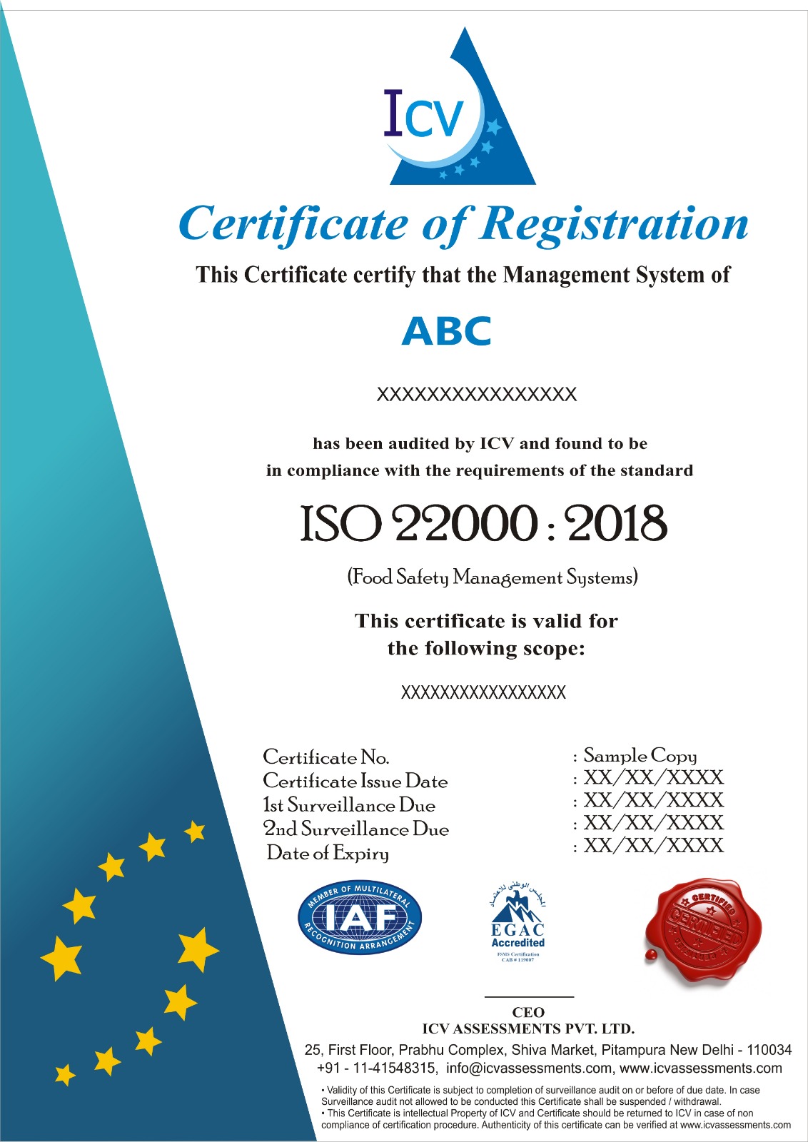 ISO 22000 Certification Sample