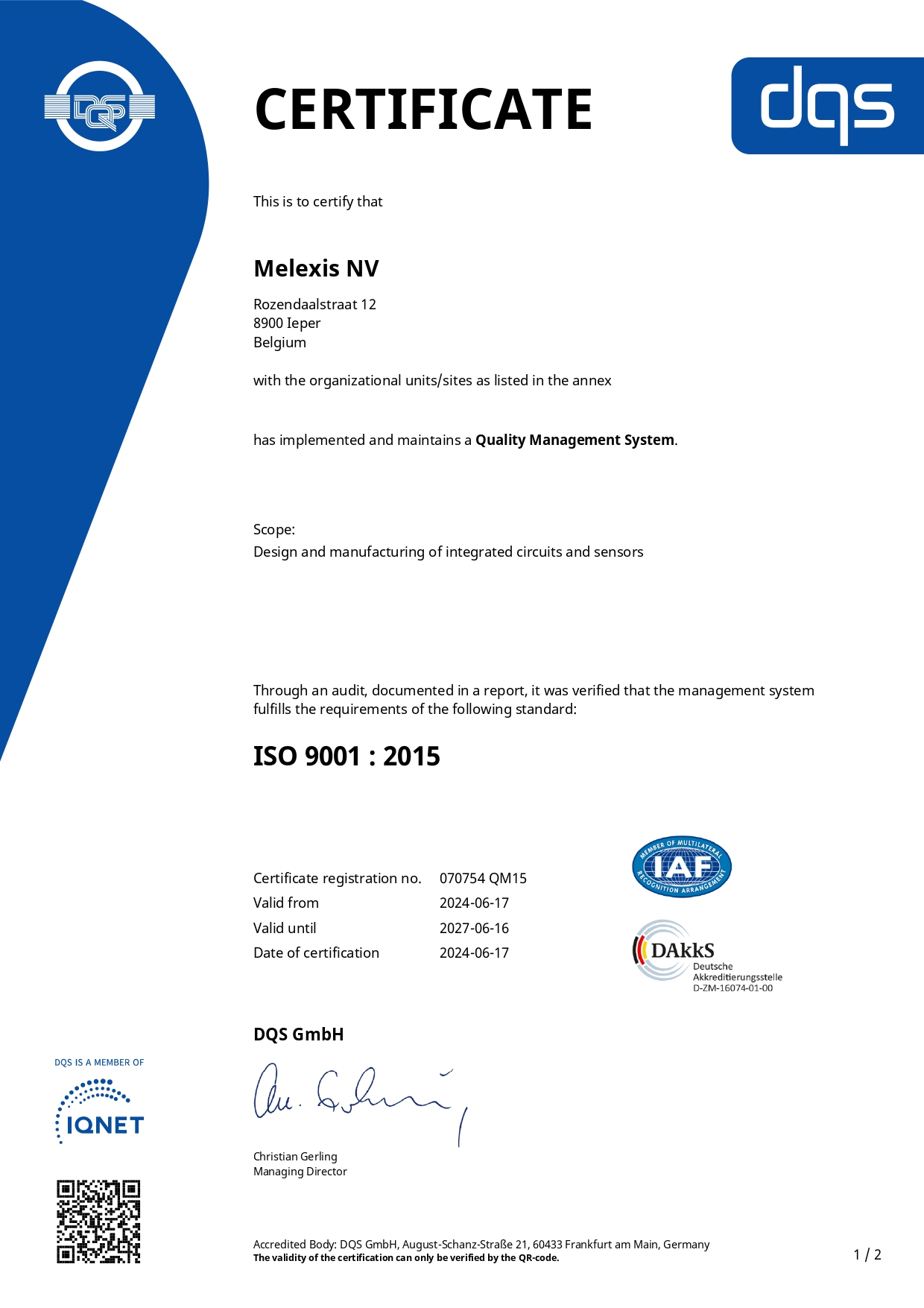 ISO 9001 Certification Sample 