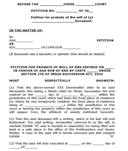 Probate of Will Certificate Format