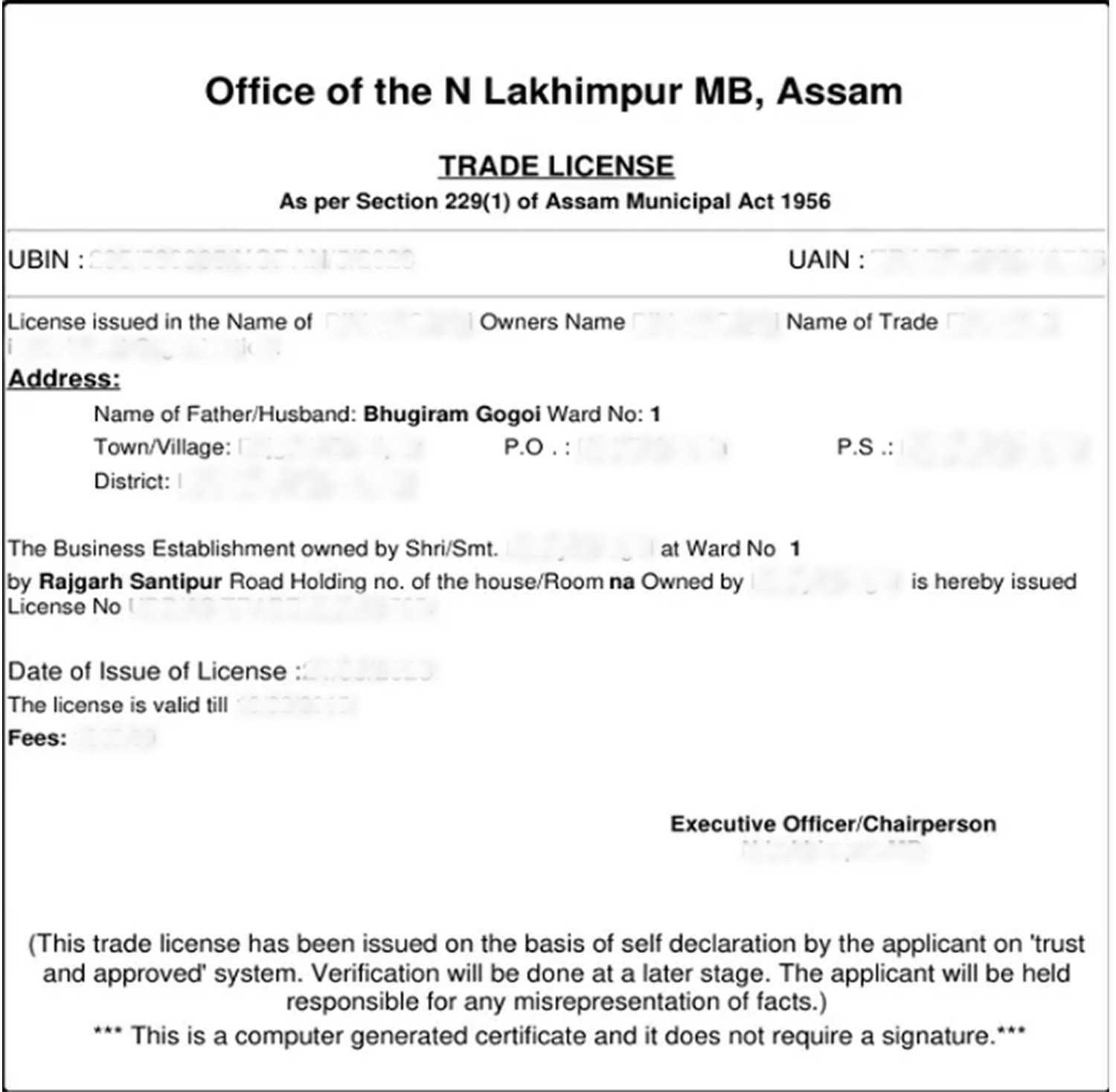 trade license in assam