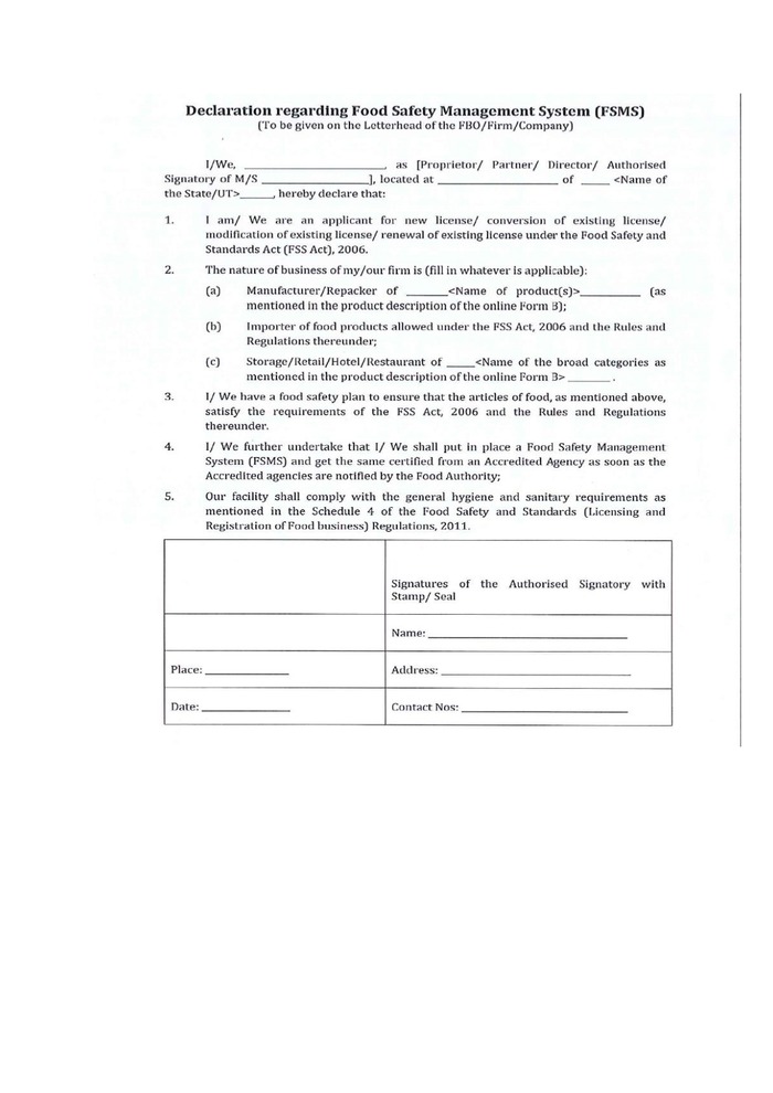 fssai registration in bangalore