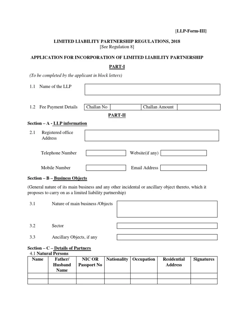 LLP 3 Form Sample