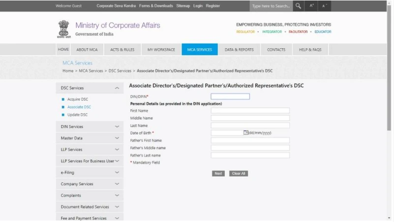 enter personal details on mca infographic