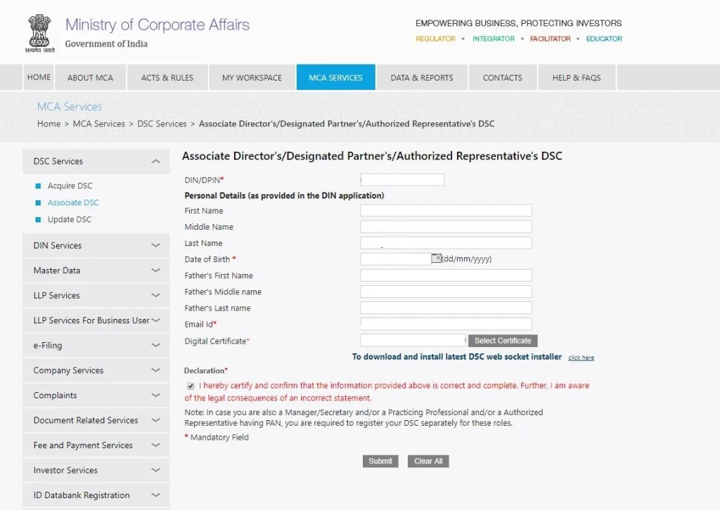 register DSC on mca infographic