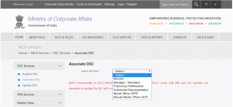 select user type on mca infographic