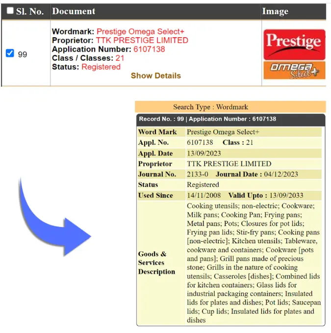 trademark class 21 document