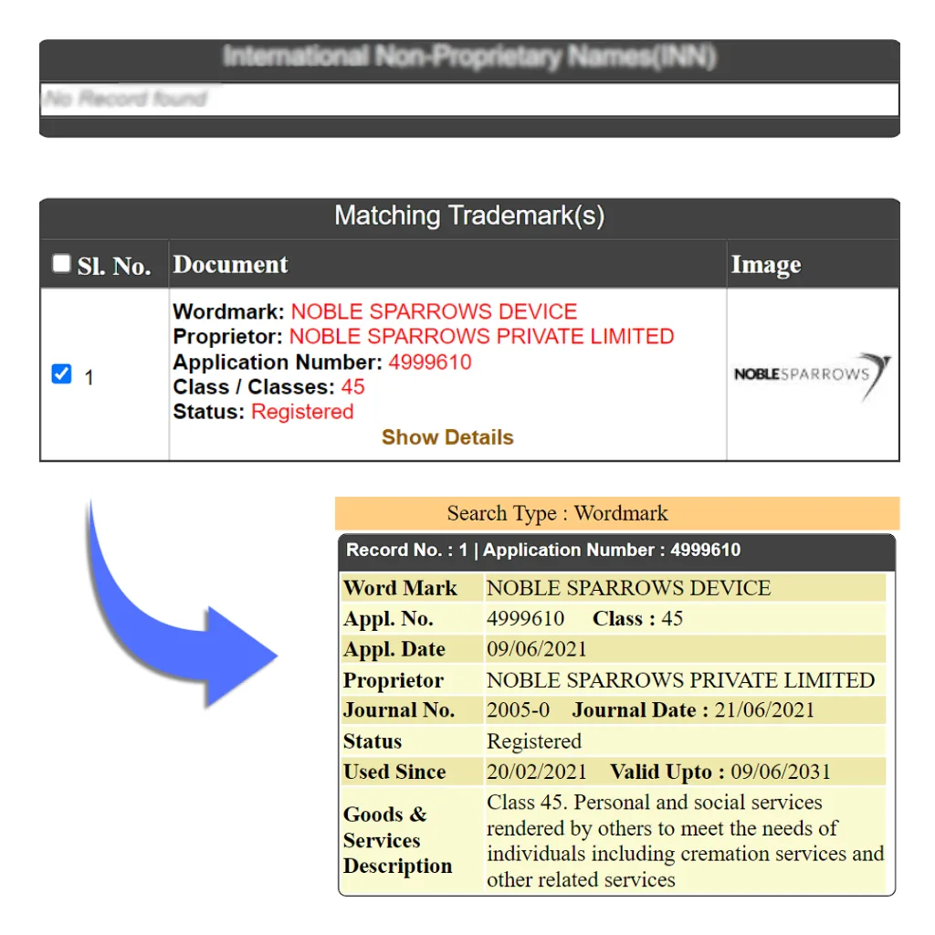 trademark class 45 format