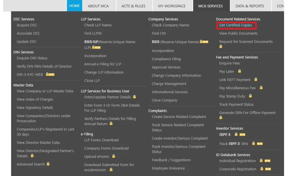 mca services selection