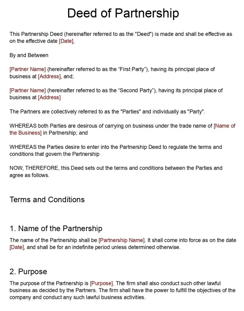 partnership firm dissolution deed sample