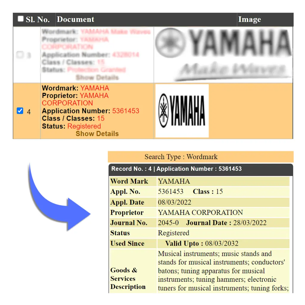 trademark class 15 database