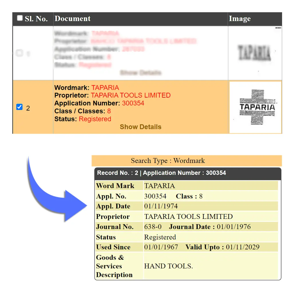 trademark class 8 database