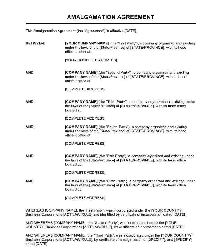 amalgamation of partnership firm sample