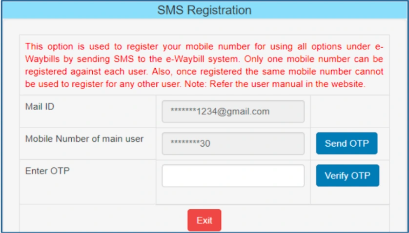 e-way bill sms registration