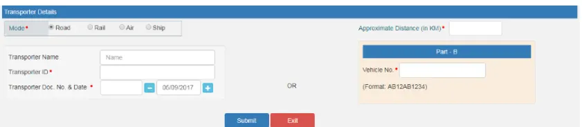 e-way bill transport information