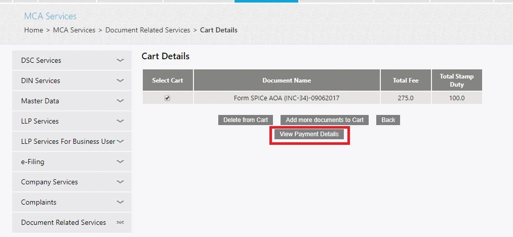 mca portal add attachment