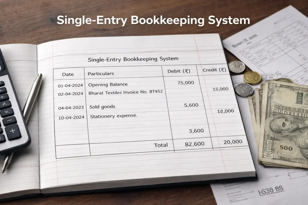 single-entry bookkeeping system sample