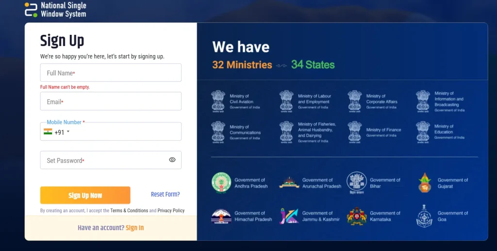 startup india portal NSWS