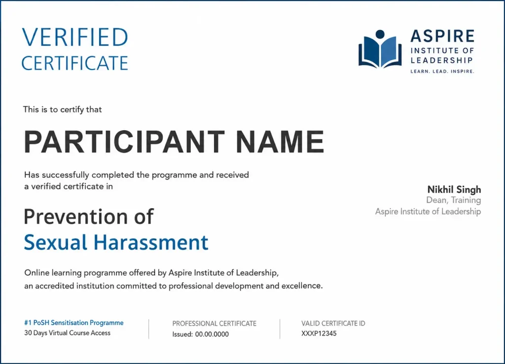 posh training certificate sample